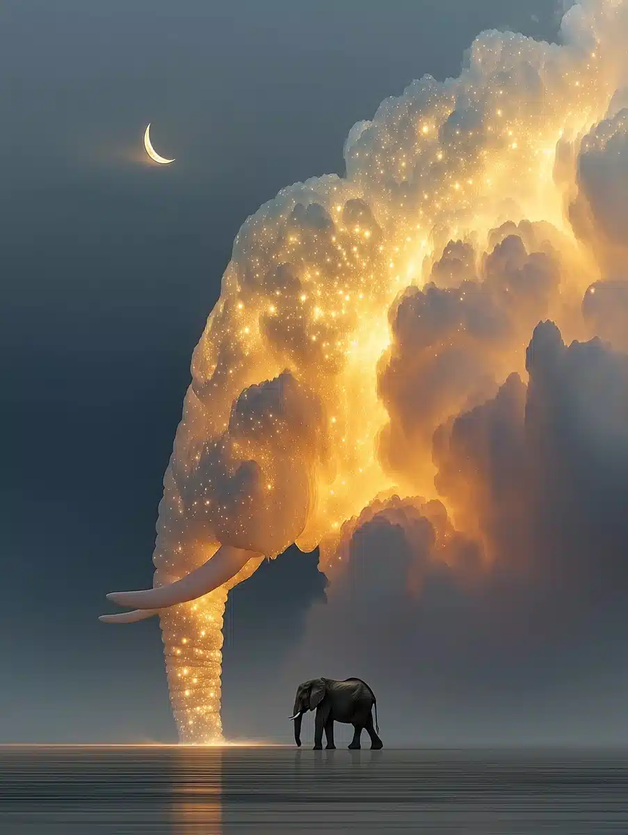 Surreal Elephant in Stars Midjourney提示词