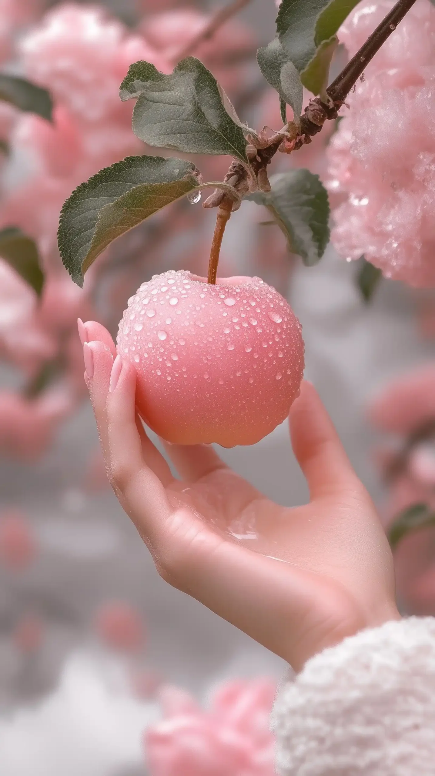 Delicate Hand Reaching Apple Midjourney提示词