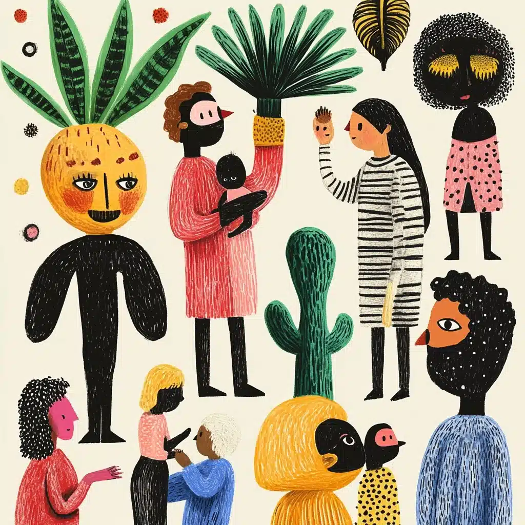 Whimsical People in Color Midjourney提示词