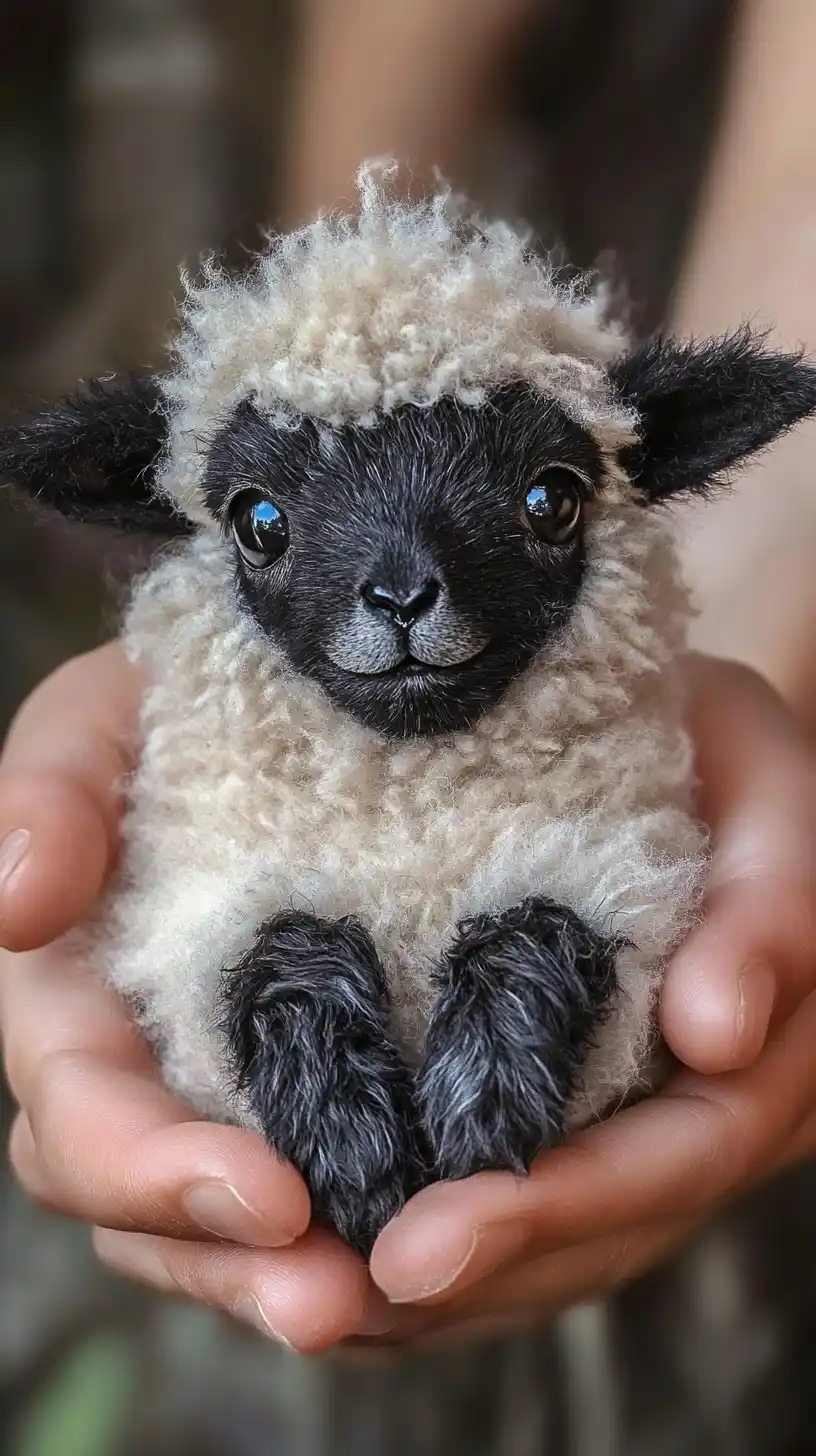 Hands Holding Valais Sheep Midjourney提示词
