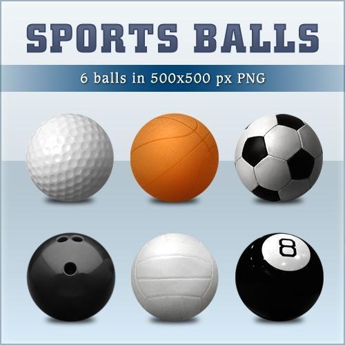 6款球类PNG图标（Sports Balls）