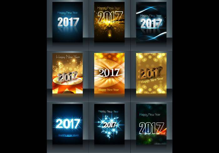 发光的2017年新年快乐卡片