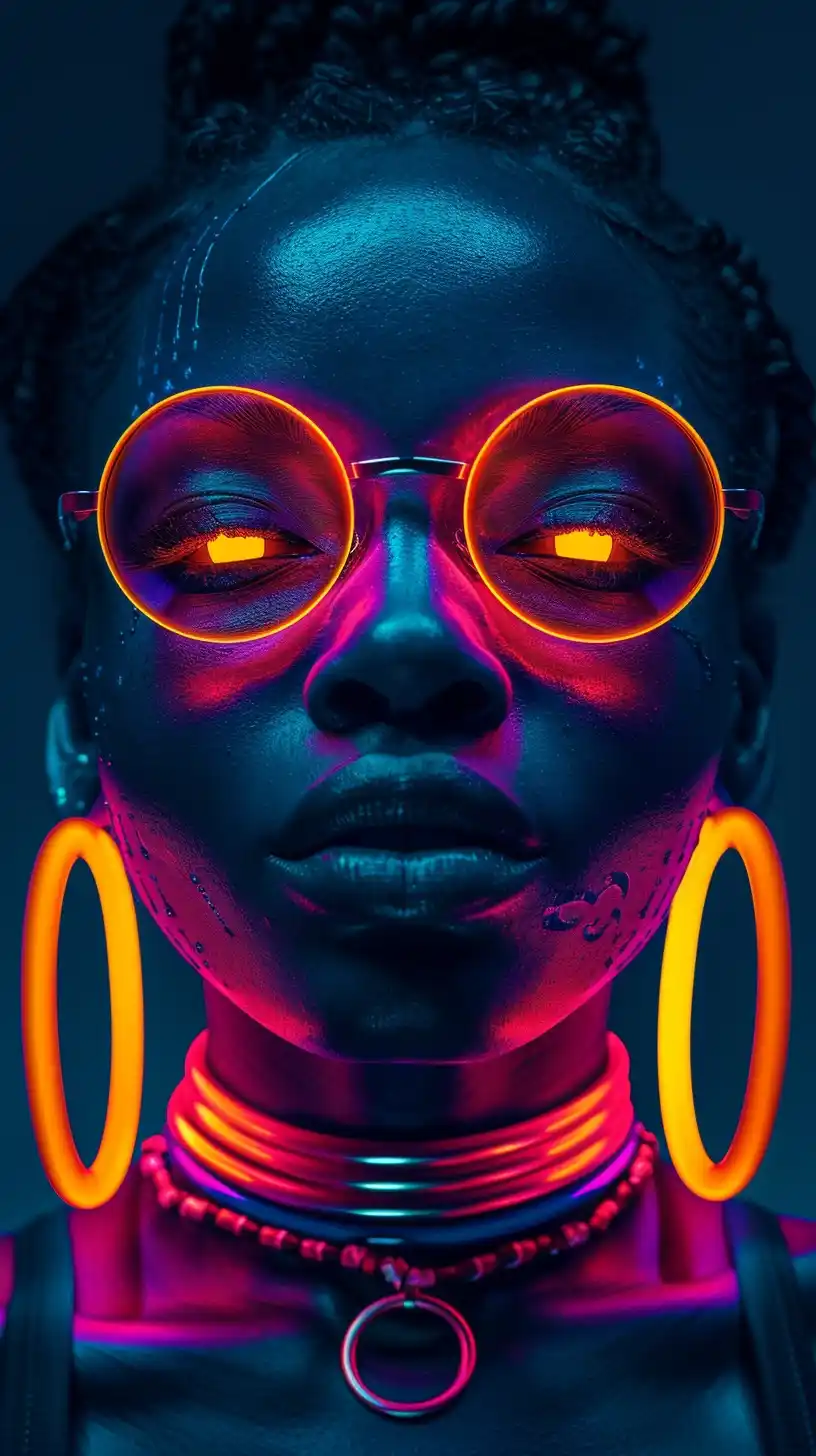 Neon Afrofuturism Poster Art Midjourney提示词