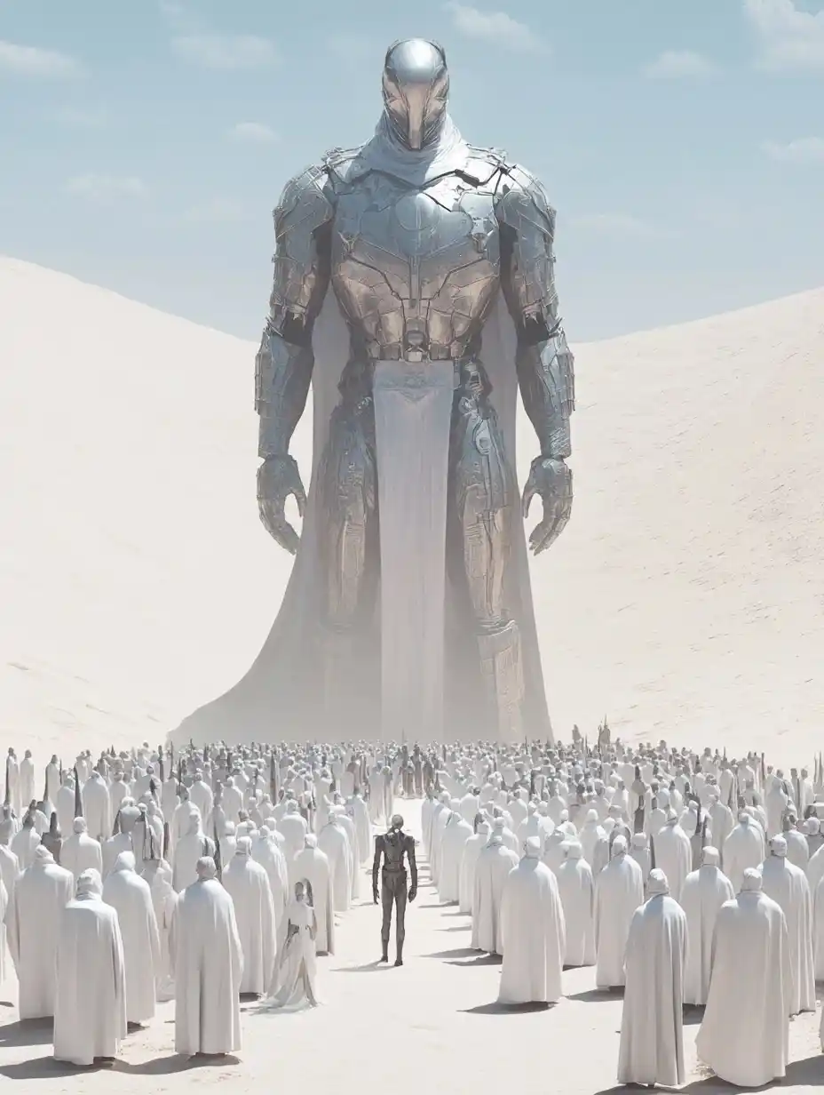 Silver Armor in Desert Midjourney提示词