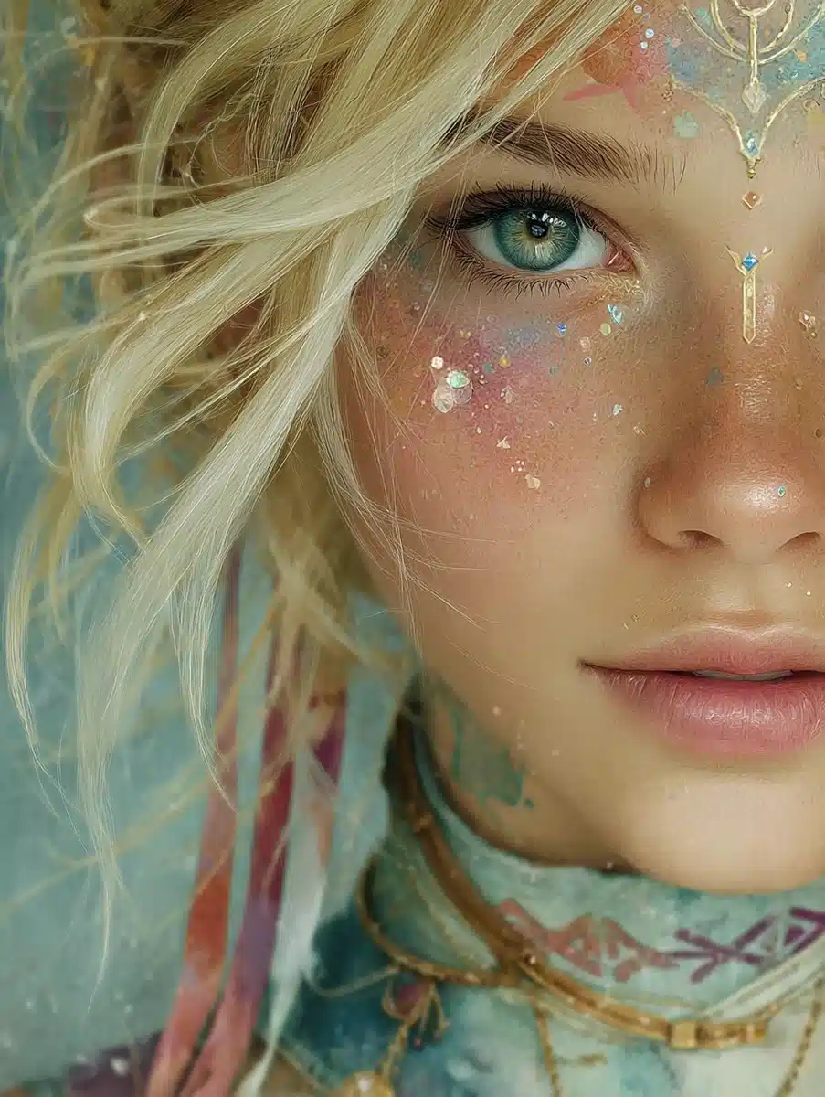 Realistic Girl with Jewelry Midjourney提示词