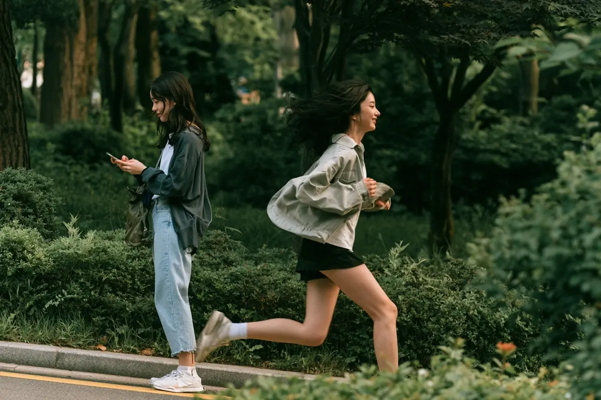 Korean Teenagers Outdoor Meeting Midjourney提示词