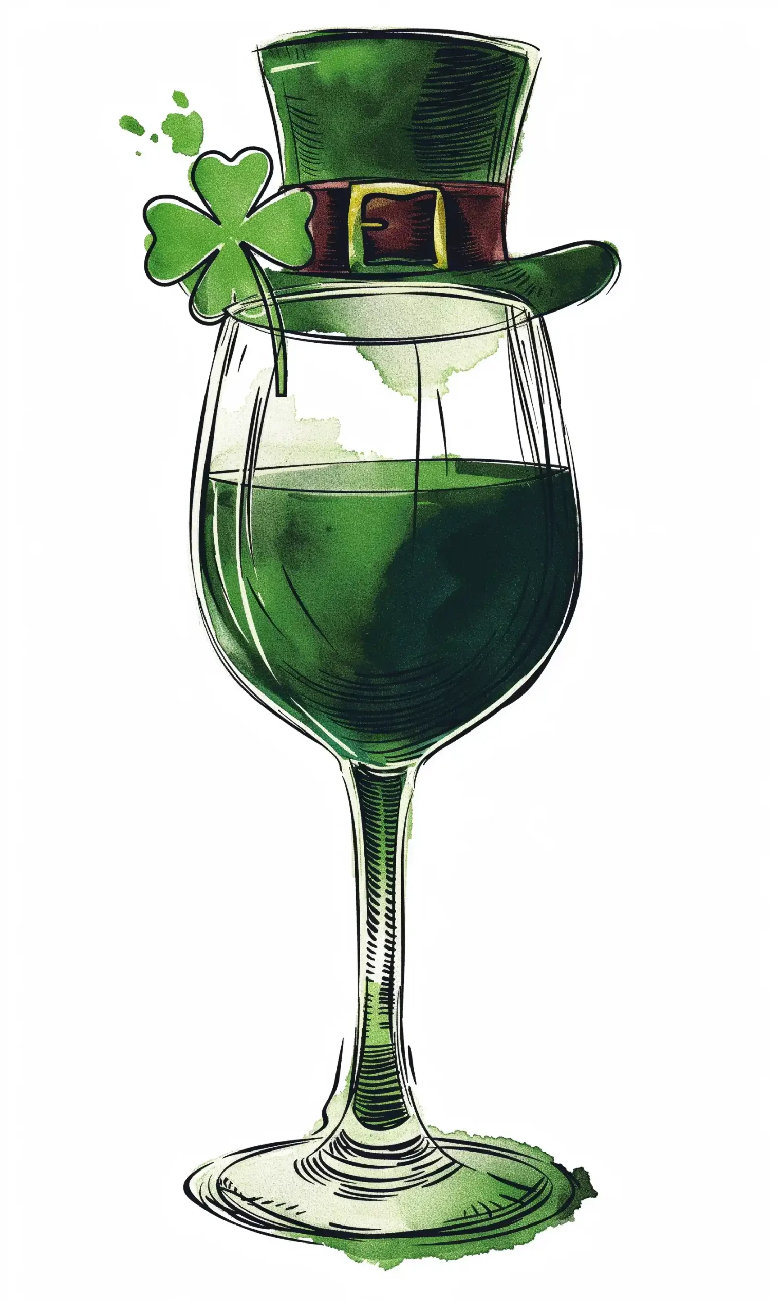 Graphic Saint Patricks Wine Midjourney提示词