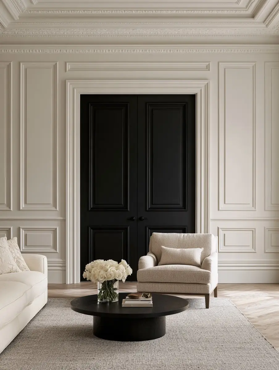 Refined Elegant Living Room Midjourney提示词