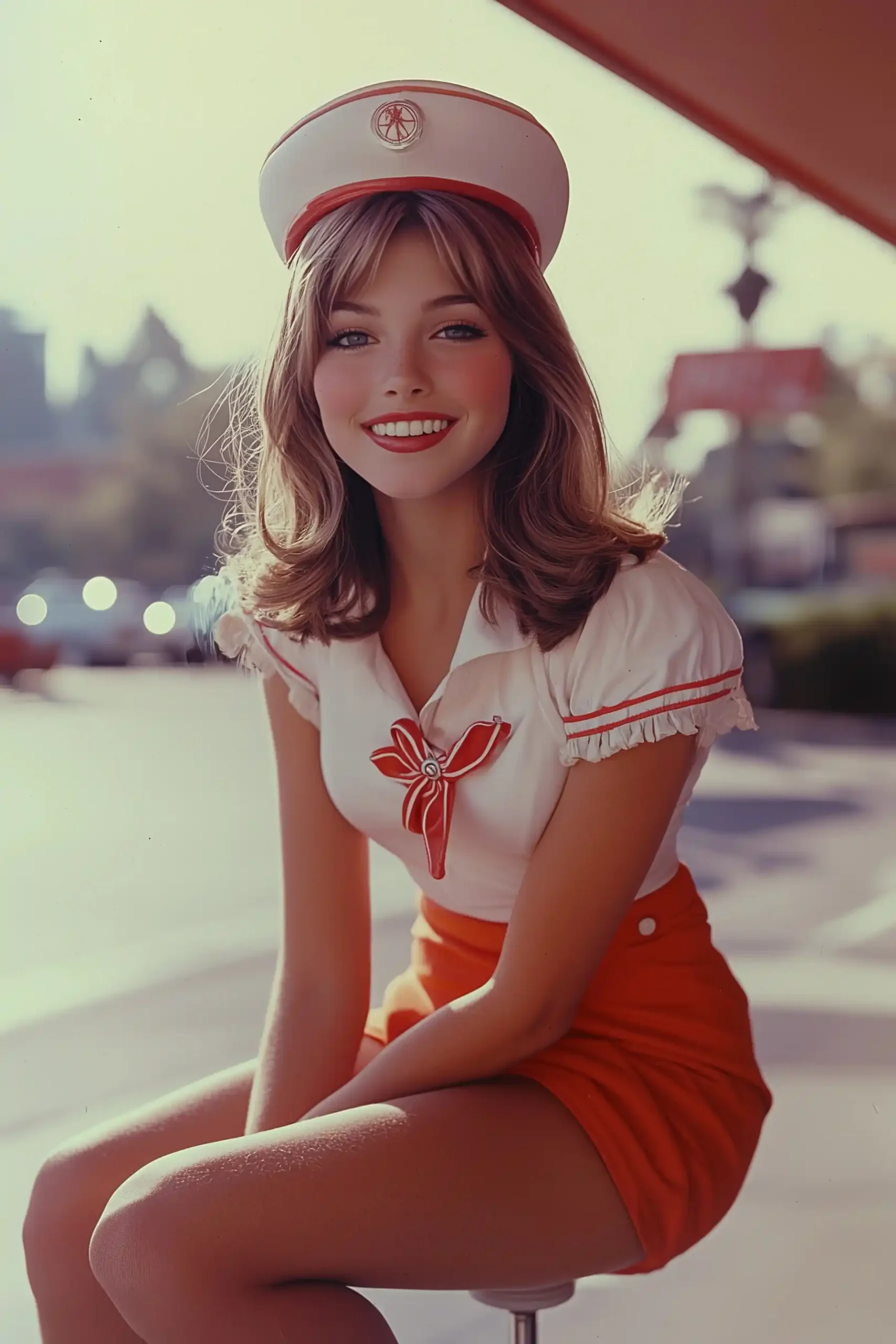 Retro Diner Waitress Skating Midjourney 提示词生成效果
