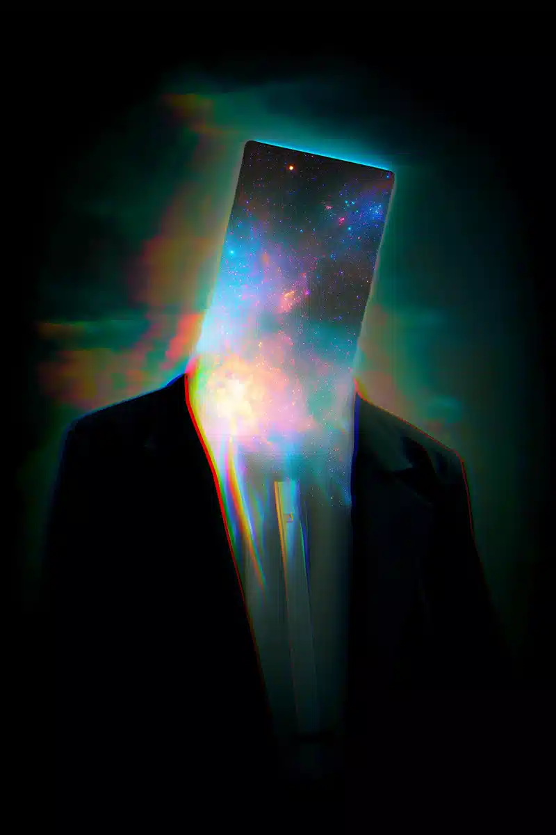 Surreal Retro Man Galaxy Midjourney提示词