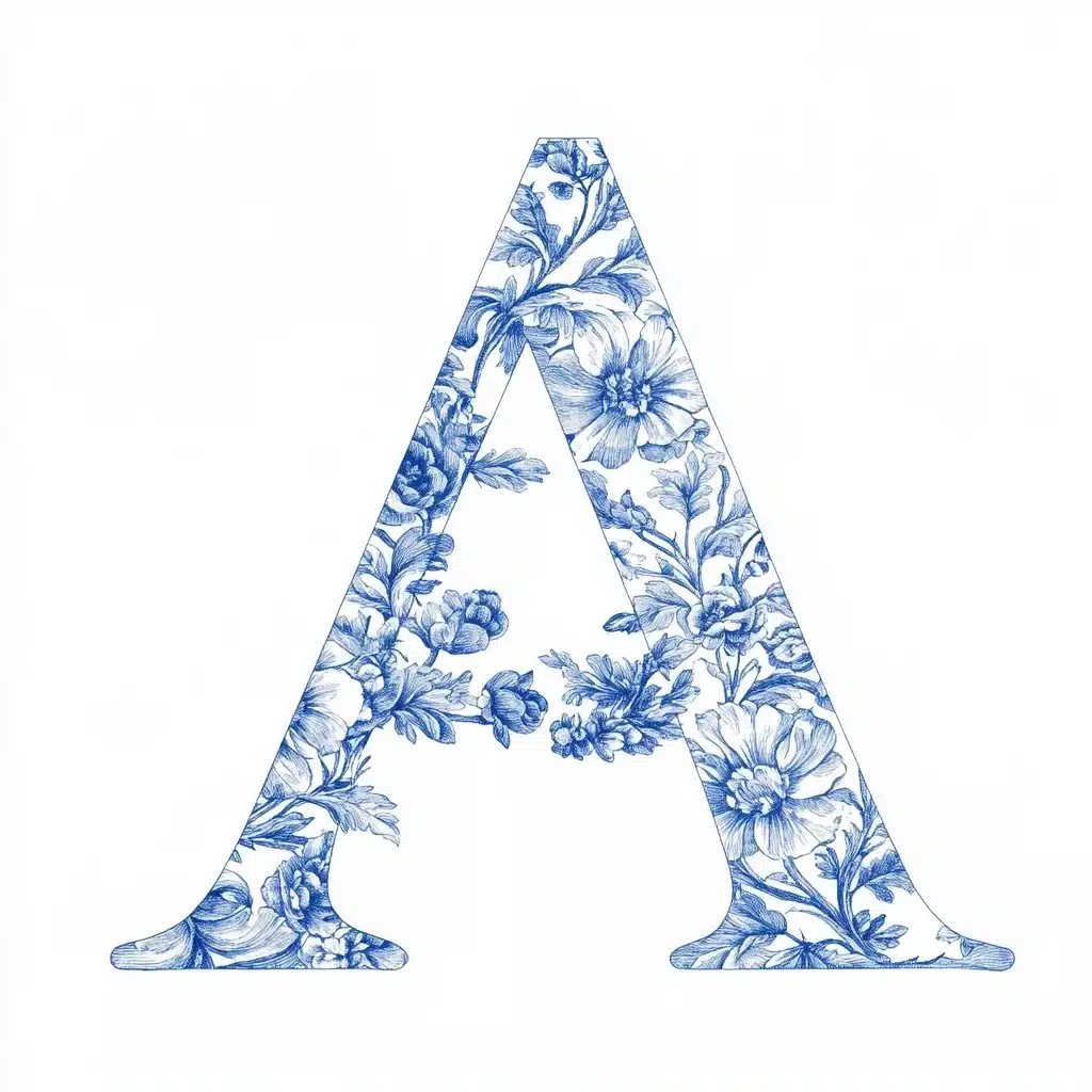 Floral Toile Letter A Midjourney提示词