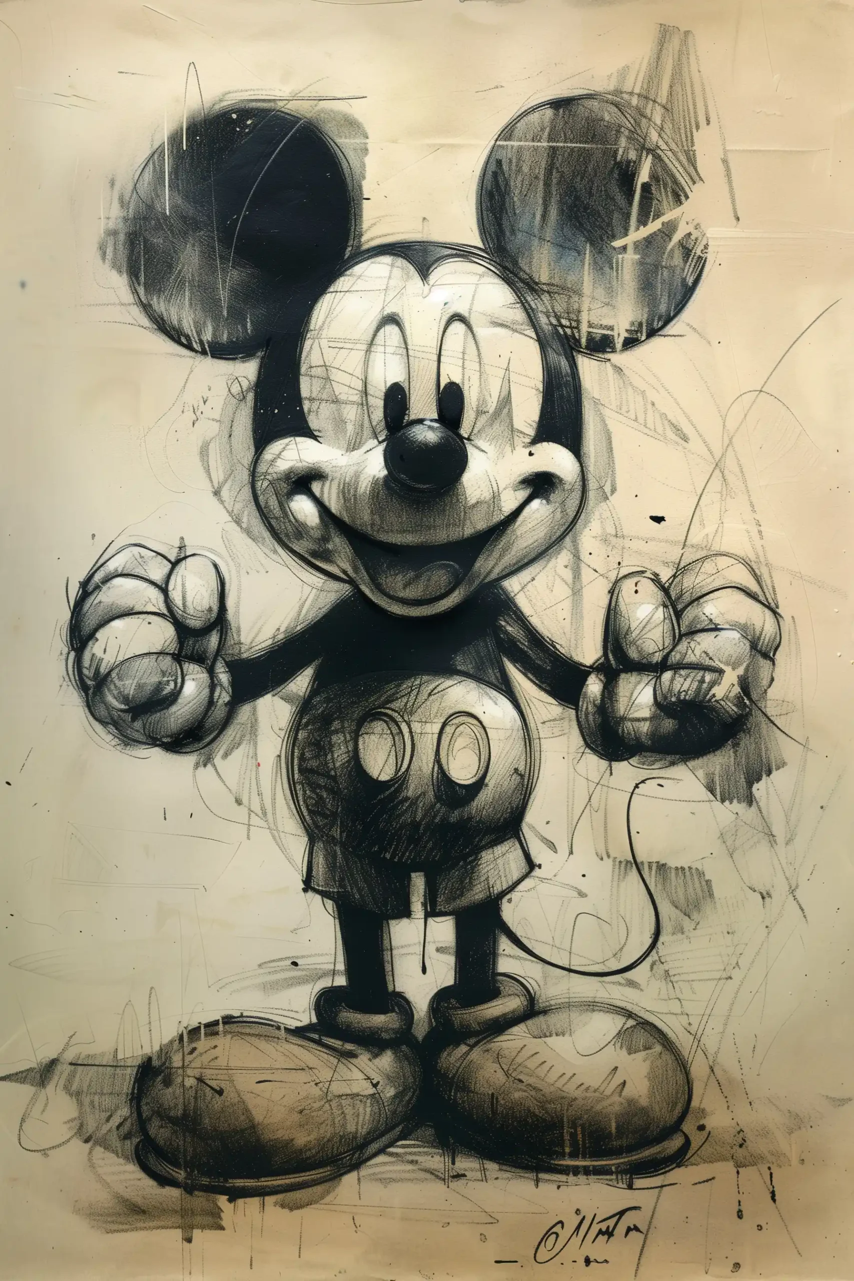 Comic Mouse Sketch Midjourney提示词