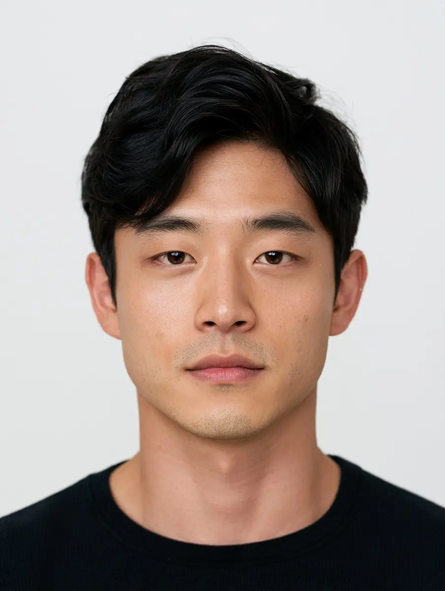 Korean Man ID Headshot Midjourney提示词
