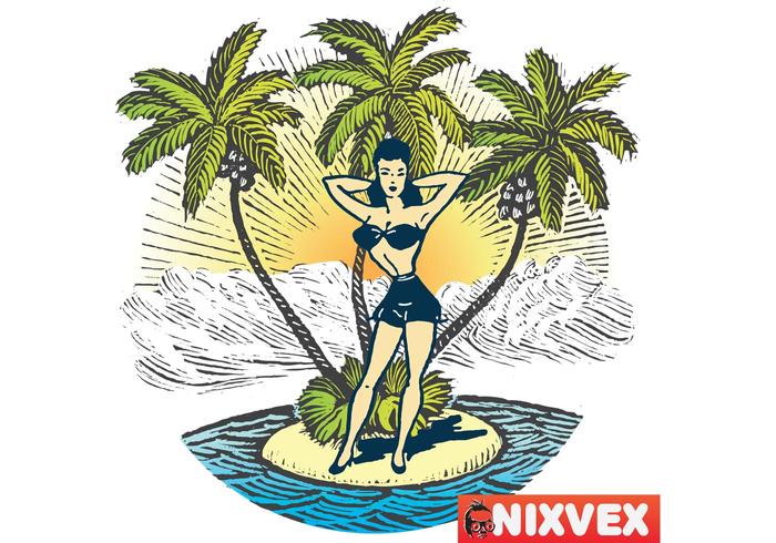 NixVex“海滩上的女孩”免费矢量