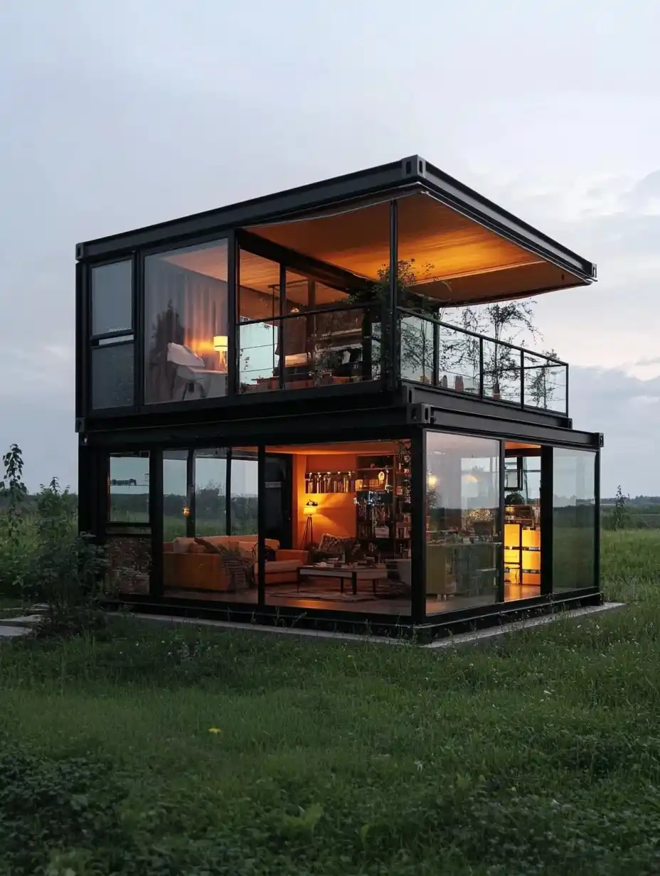 Modern Container House Design Midjourney提示词
