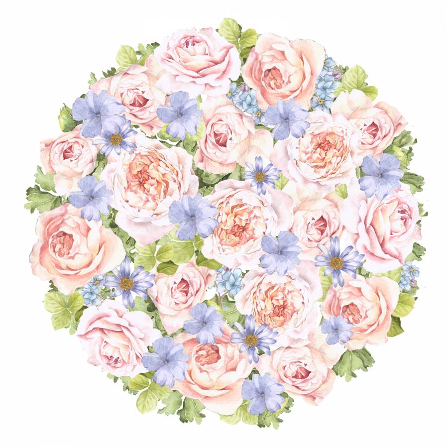 花圈1  - 玫瑰和樱花彩色花圈