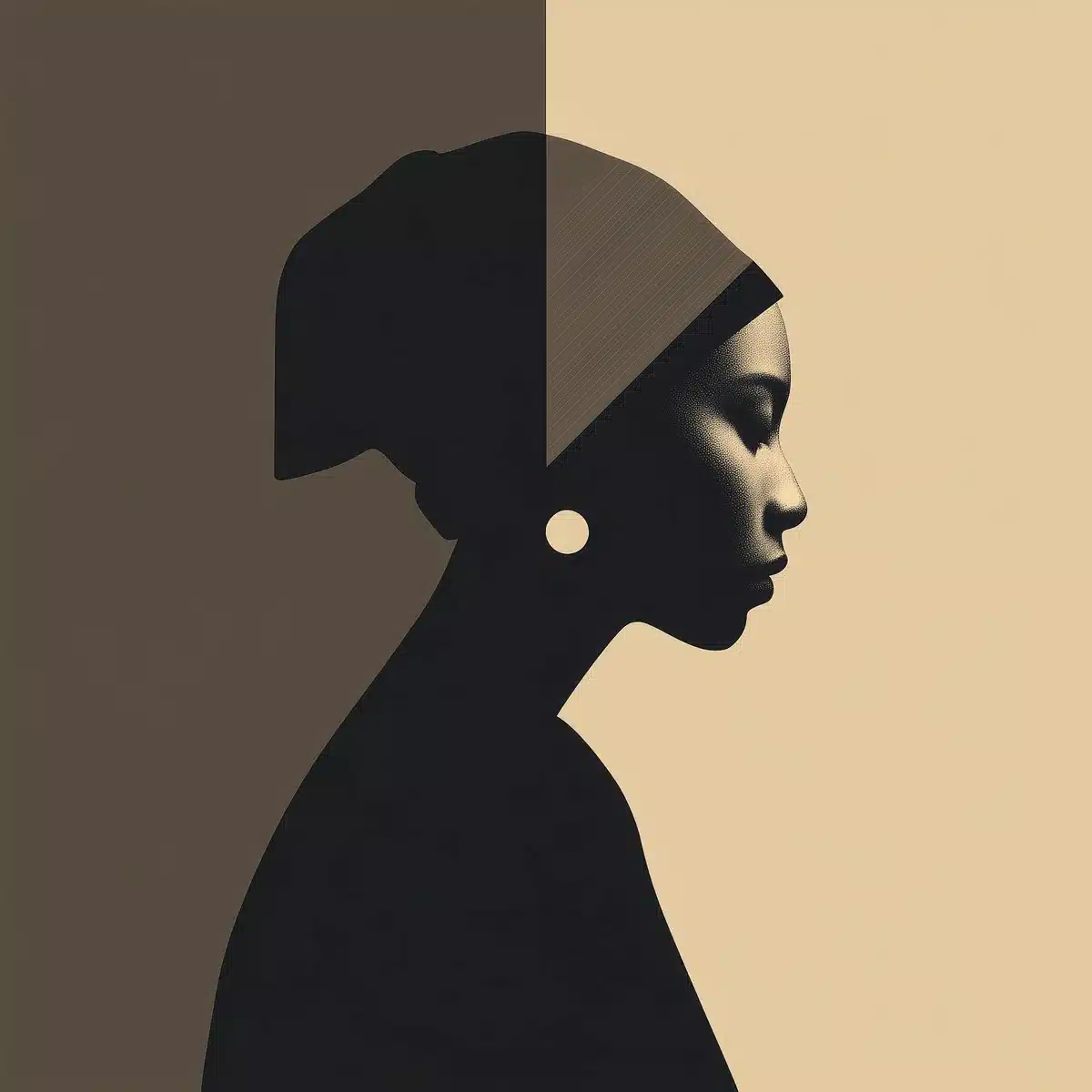 Bauhaus Girl with Earring Midjourney提示词