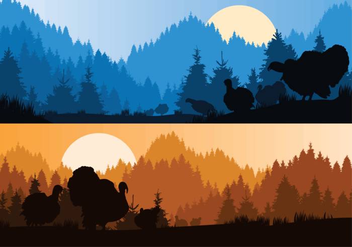 野生火鸡剪影图