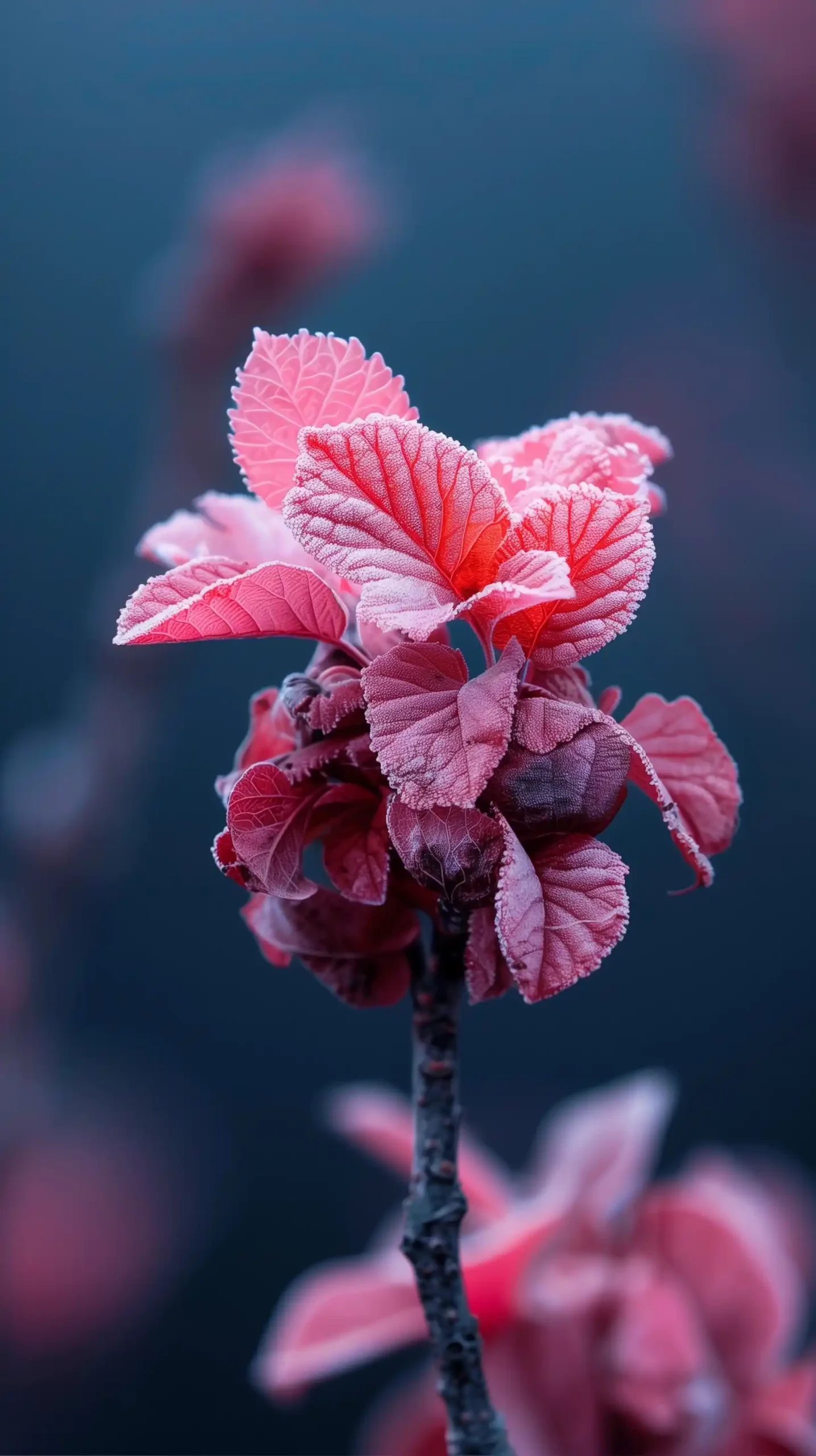 Pink Leaf Branch on Black Midjourney提示词