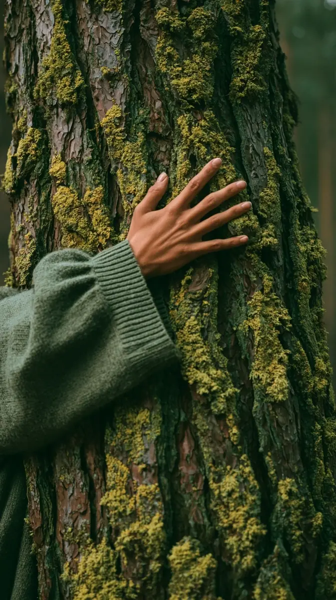 Hugging Pine Tree Trunk Midjourney提示词
