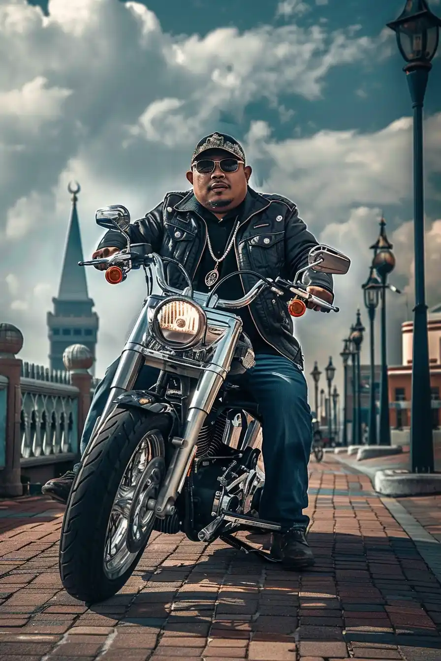 Realistic Malay Biker NYC Midjourney提示词