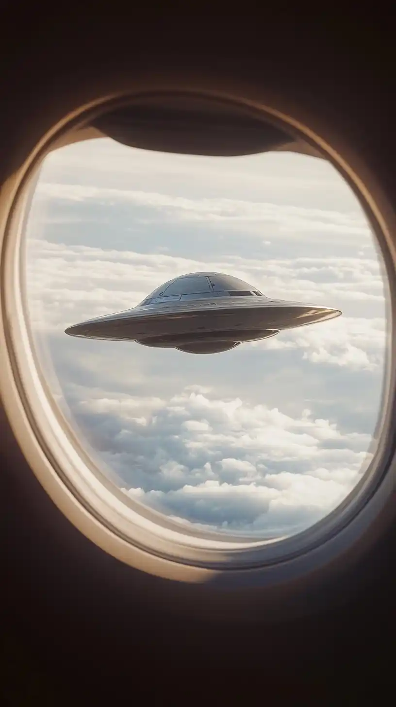 UFO View from Airplane Midjourney提示词