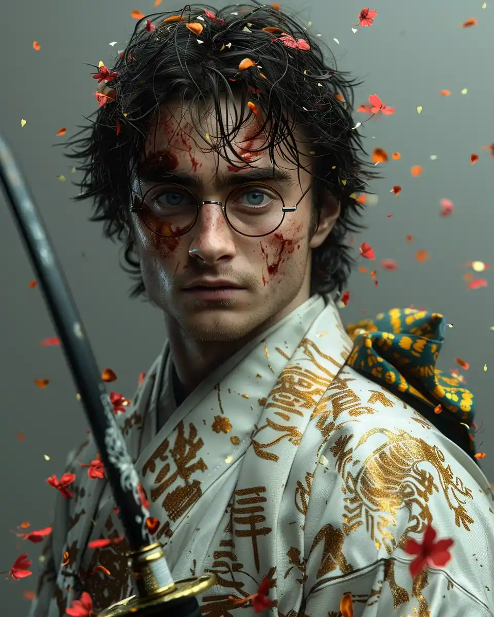 Samurai Harry Potter Portrait Midjourney提示词