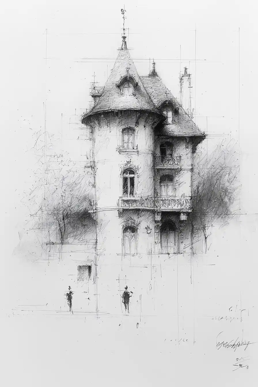 Watercolor Villa in La Baule Midjourney提示词