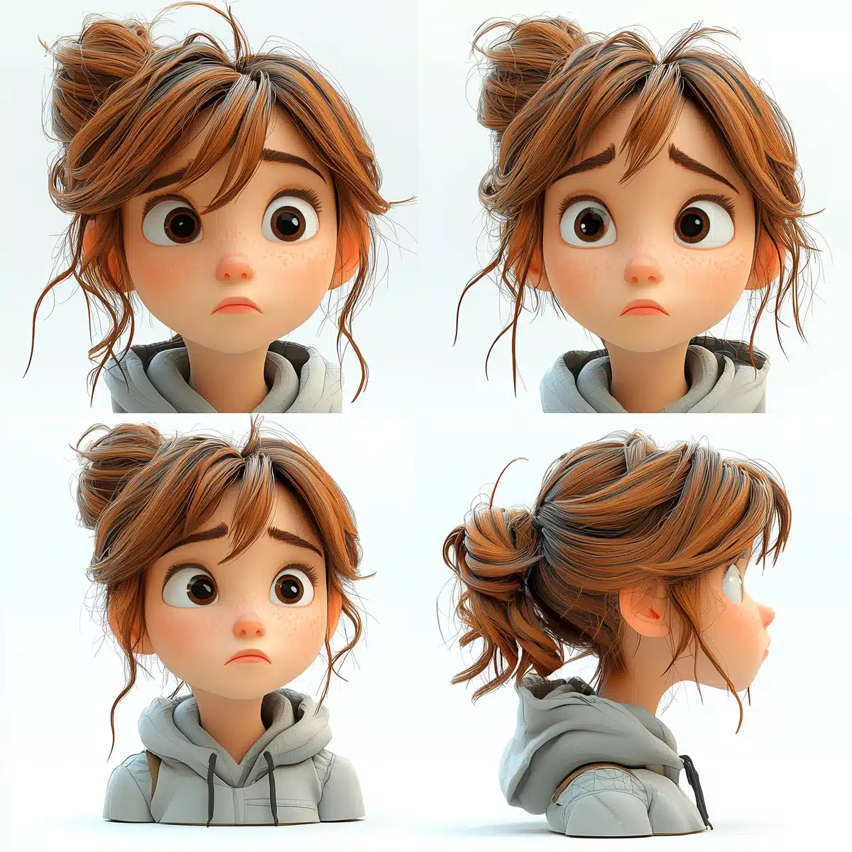 Orthographic Girls Face Views Midjourney提示词