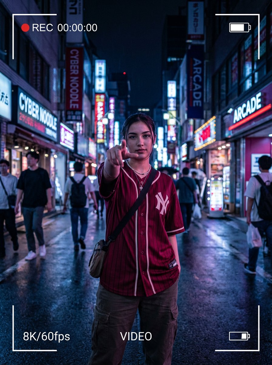 Cinematic Urban Night Portrait - Woman in Neon City Street Nano Banana提示词