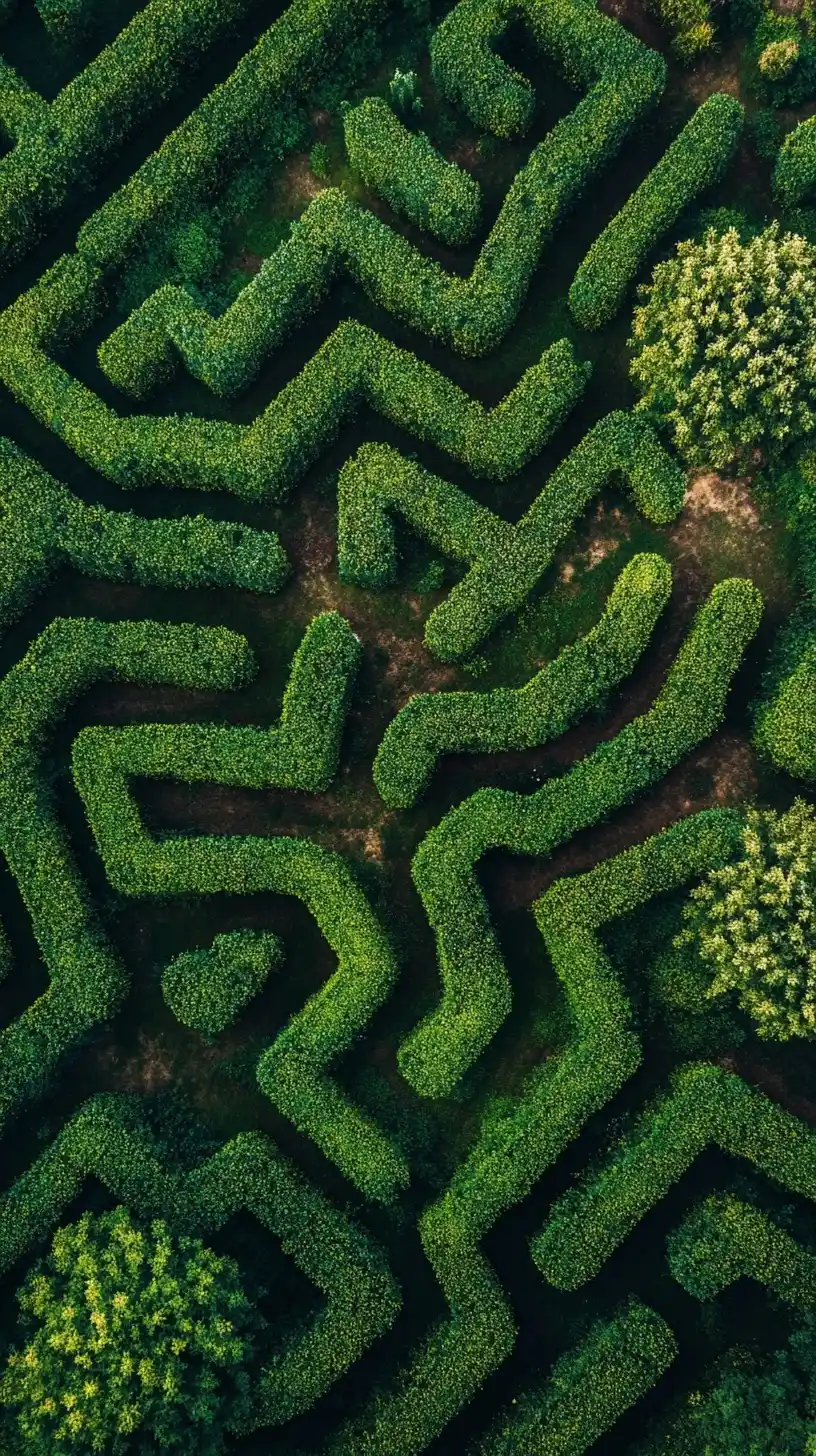 Aerial Green Maze Wallpaper Midjourney提示词