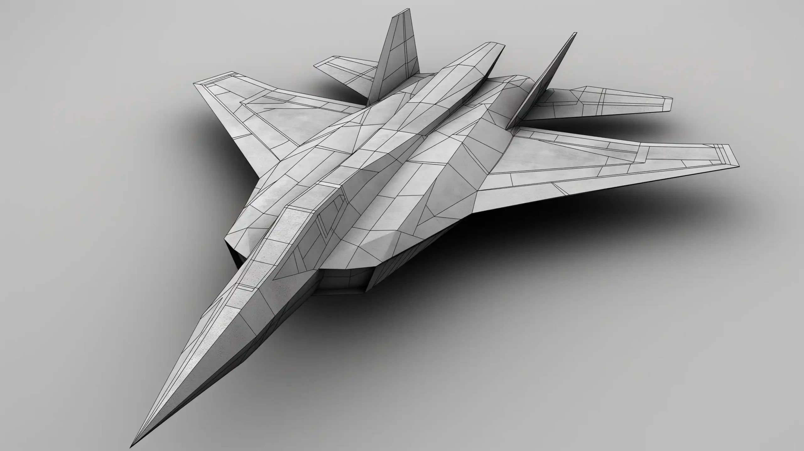 Minimalistic Stealth Jet Model Midjourney提示词