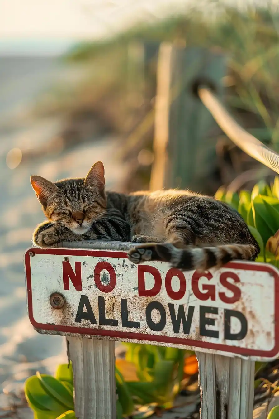 Photorealistic Beach Cat Midjourney提示词