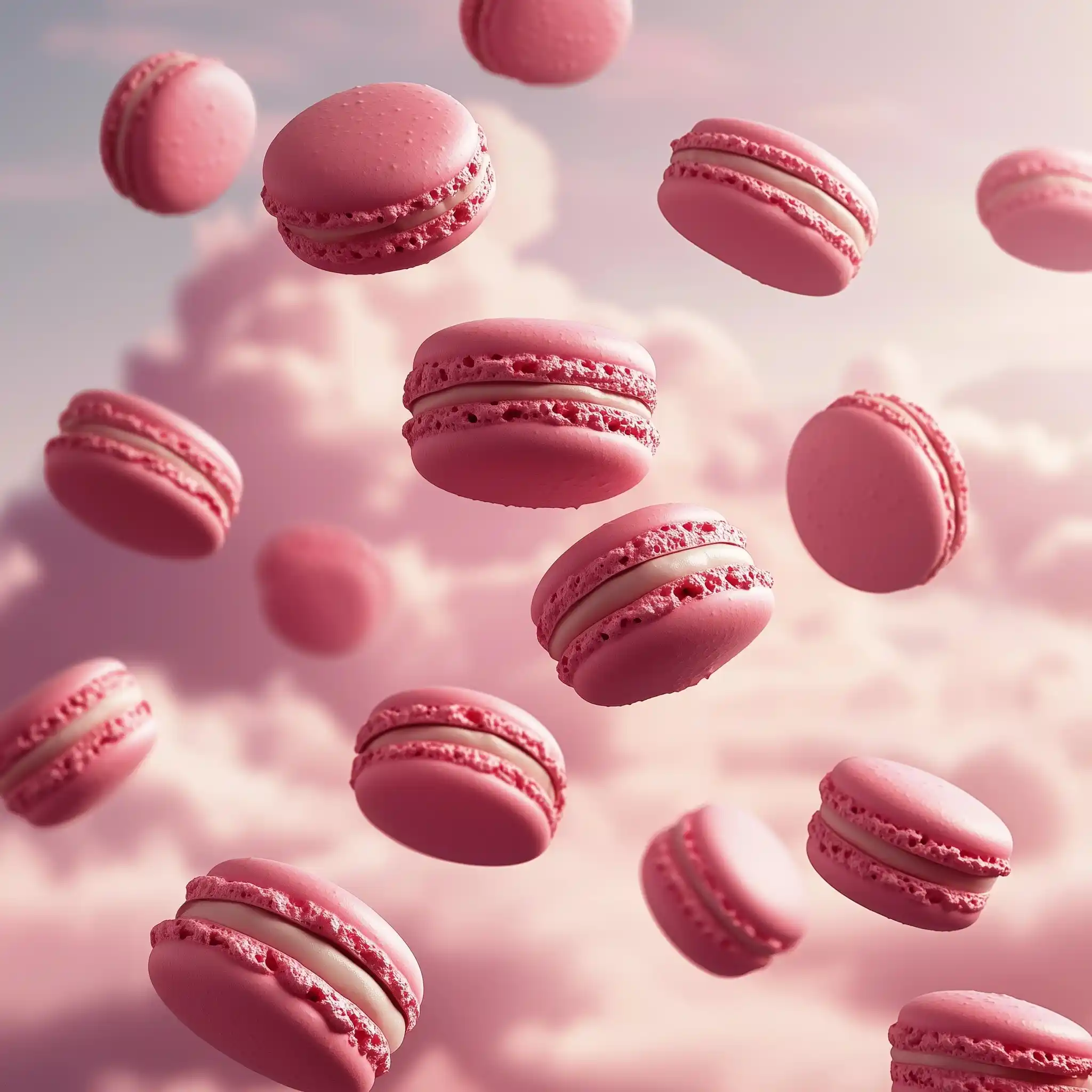 Flying Macarons in Sky Midjourney提示词