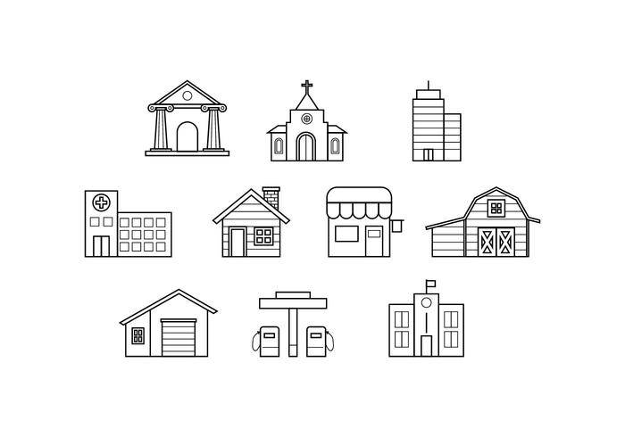 免费建筑物线图标矢量