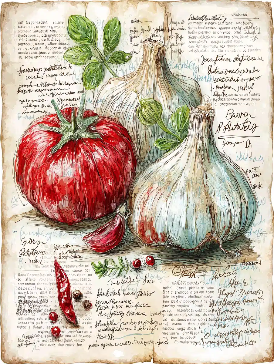 Vintage Botanical Spice Illustration Midjourney提示词