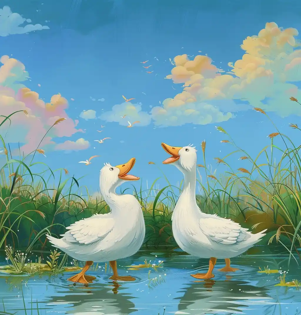Colorful Ducks by Grass Midjourney提示词