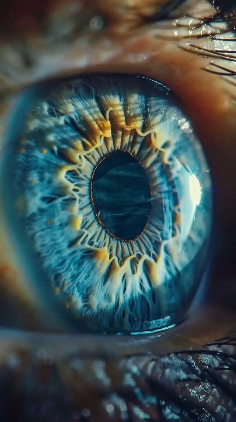 High-Def Blue Eye Closeup Midjourney提示词