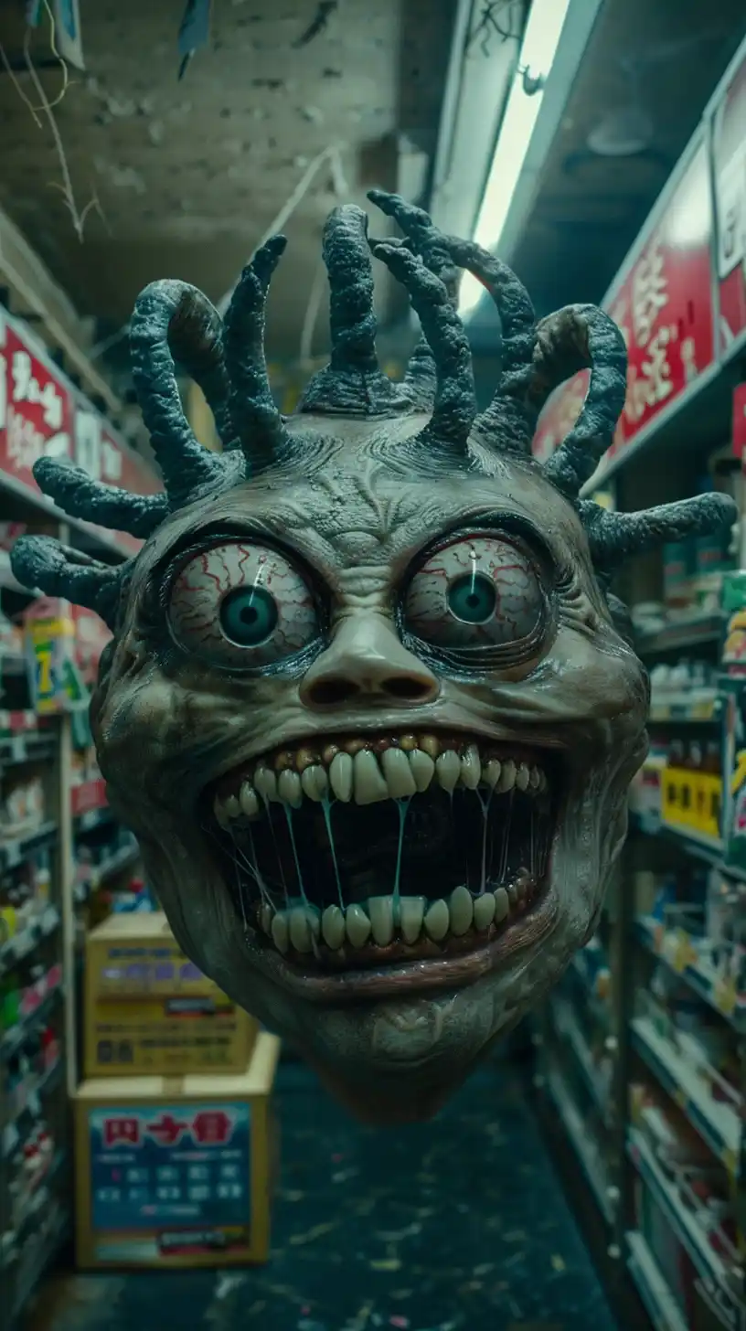 Symmetrical Horror Store Face Midjourney提示词