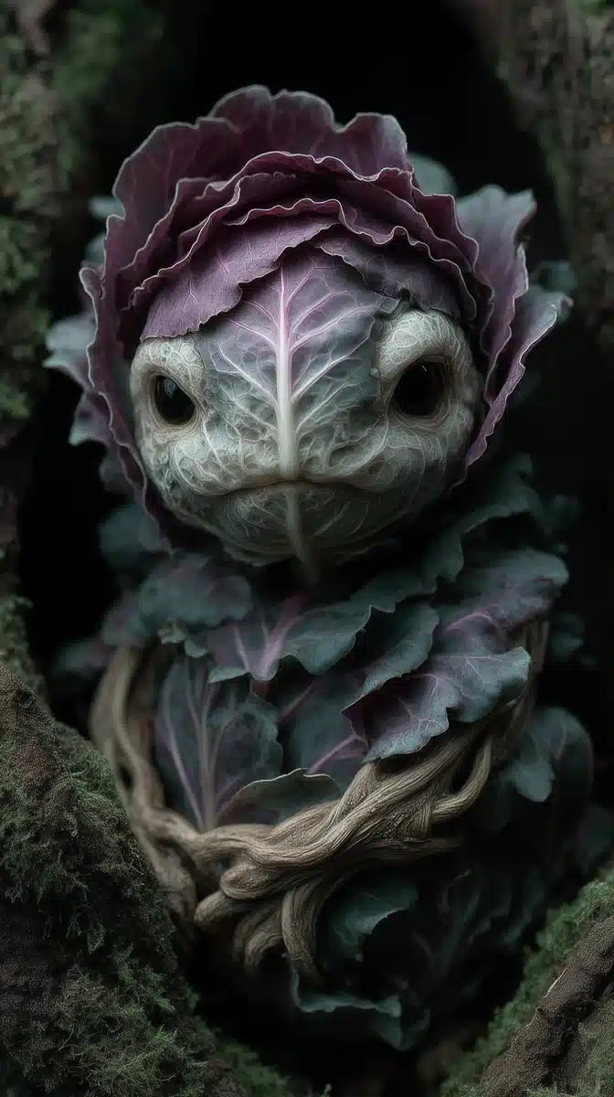 Grotesque Cabbage Humanoid Photography Midjourney提示词