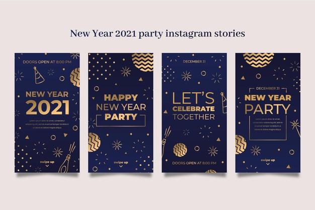 16款2021新年快乐背景黄金礼品五彩纸屑闪亮的闪光黄金数字字体设计矢量素材合集
