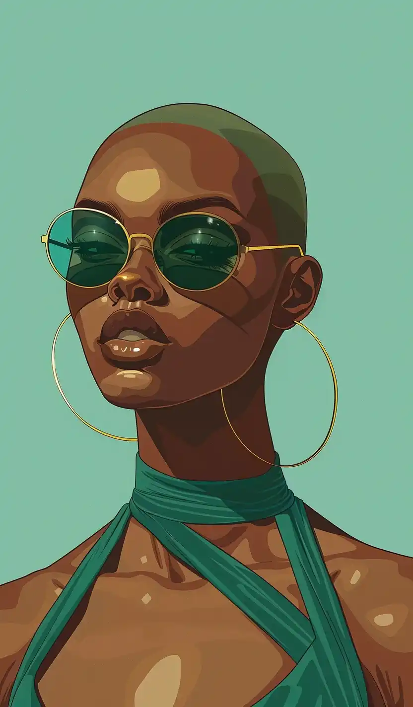 Minimalist Vector Woman Portrait Midjourney提示词
