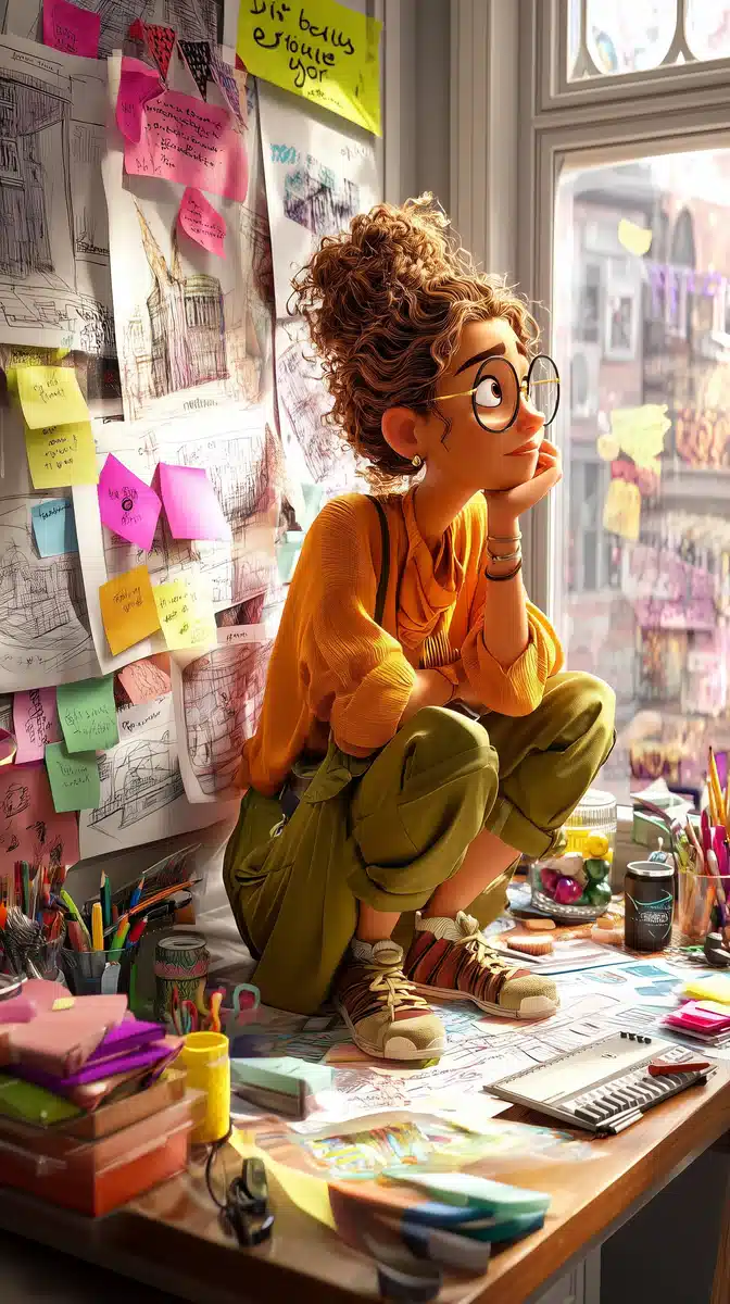 Creative Professional in Pixar Style Midjourney提示词