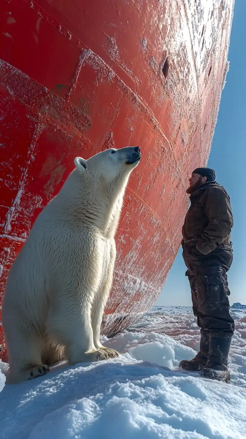 Polar Bear and Sailor in Arctic Midjourney提示词