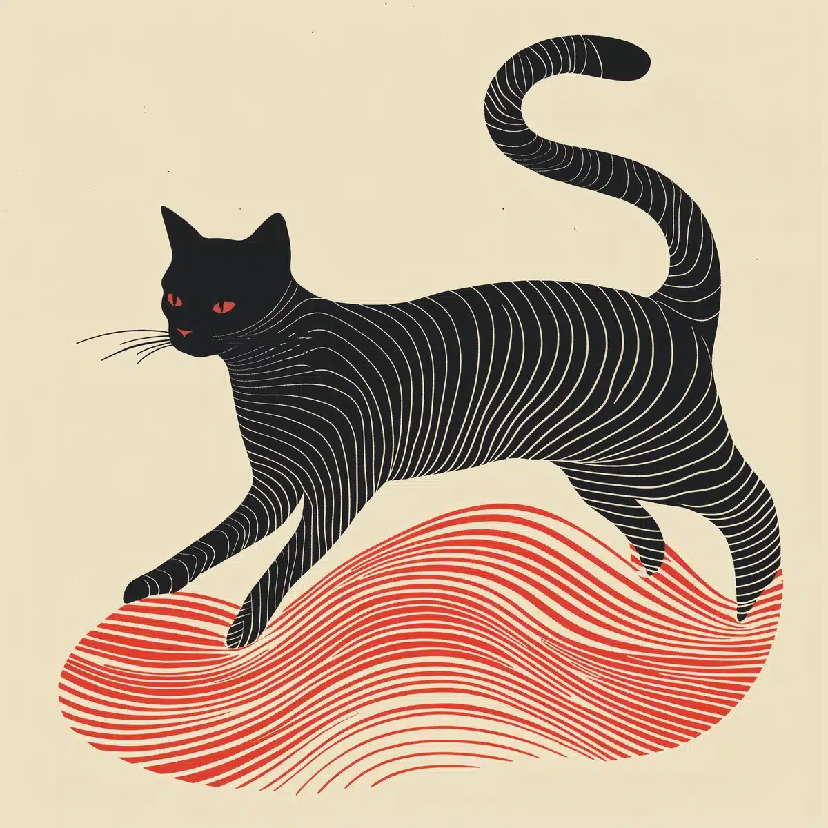Surreal Cat in Graphic Style Midjourney提示词