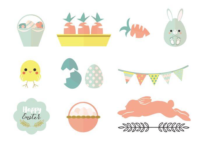 柔和的复活节矢量包