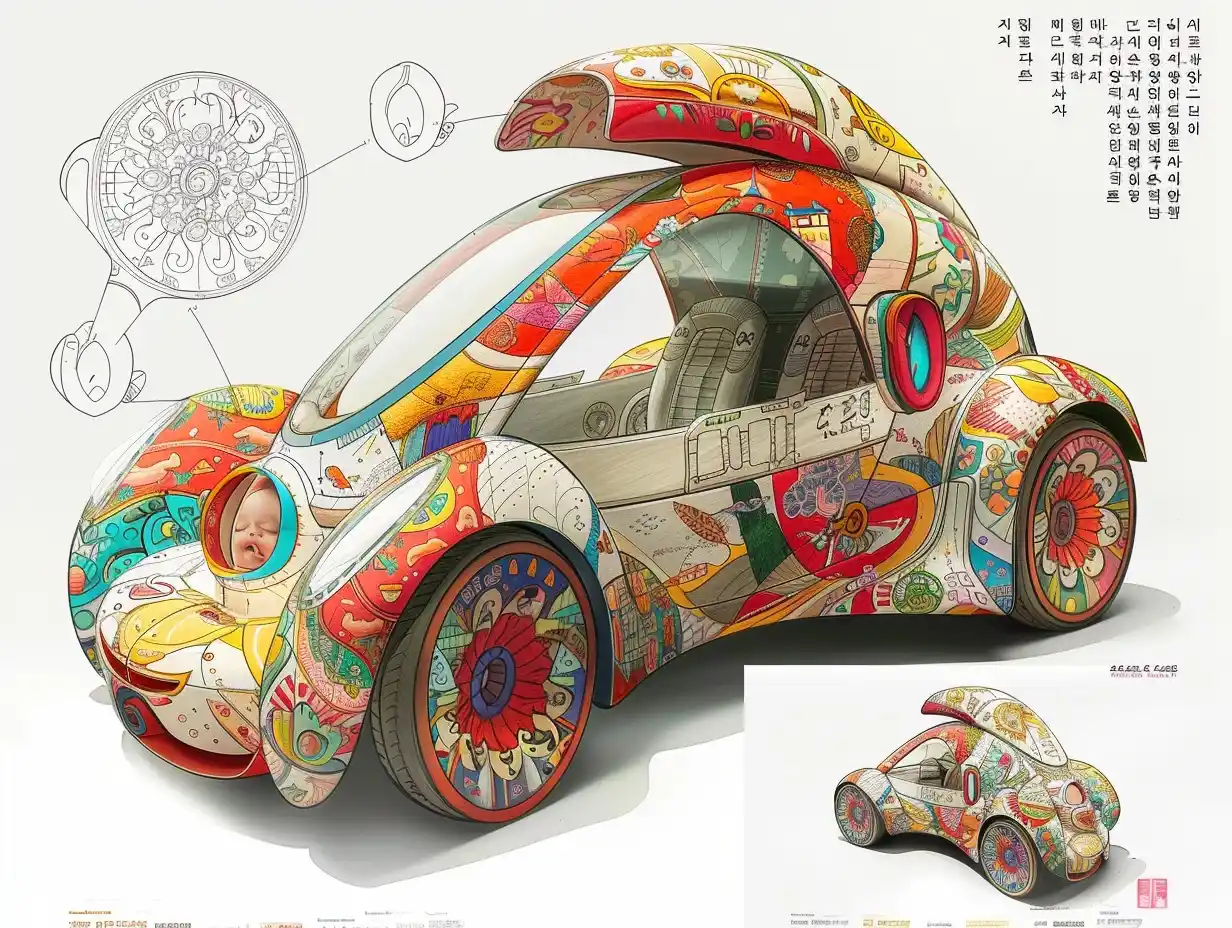 Korean-Inspired Auto Design Midjourney提示词