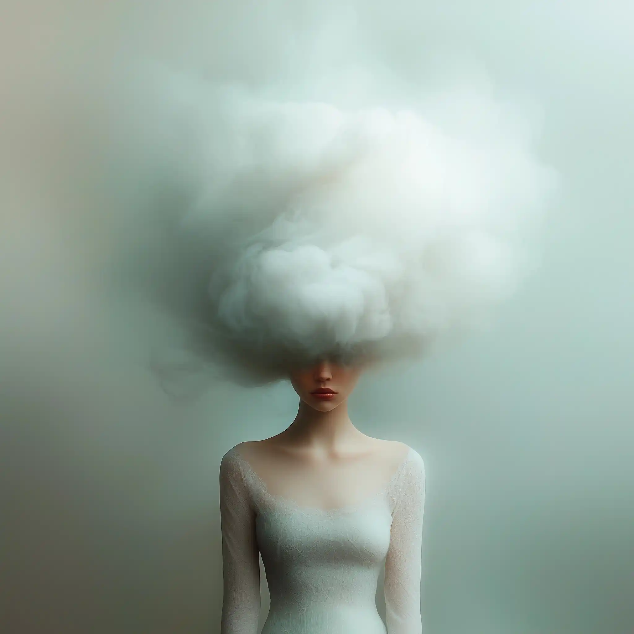 Surreal Close-Up Woman Midjourney提示词