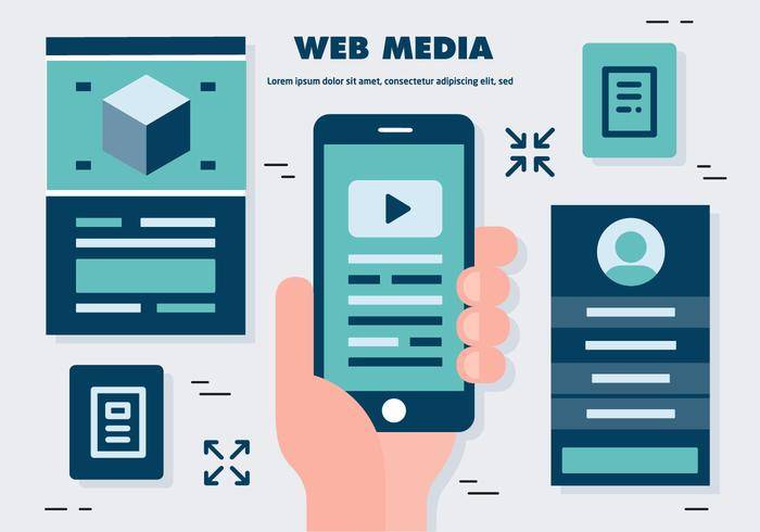 免费的平web媒体矢量图