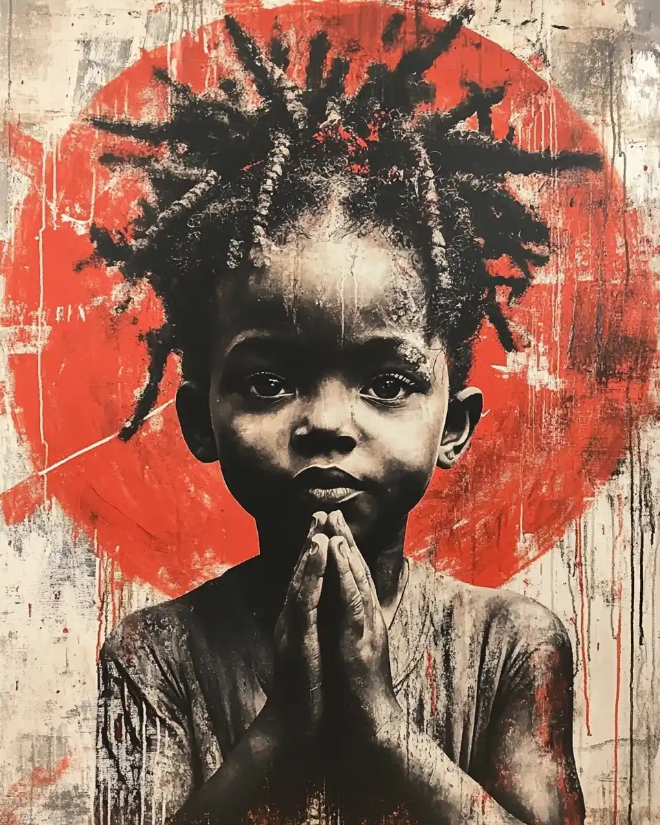 Banksy Child Meditating Urban Midjourney 提示词生成效果
